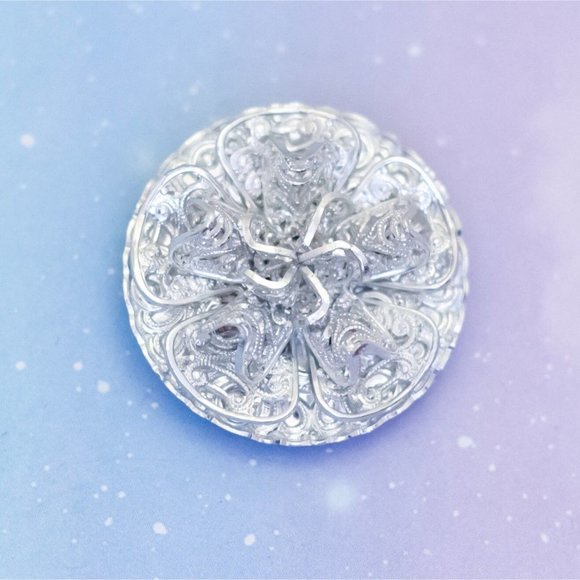 Vintage Intricate Pattern Mandala Stylish Aluminum Clip by Western Germany J32 - Picture 1 of 3